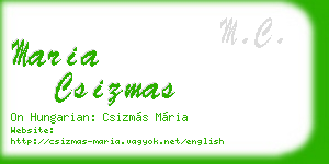 maria csizmas business card